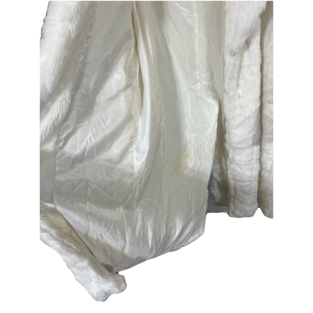 Vintage Christian LaCroix Full Length Faux Fur Cream Jacket Mob Wife 2XL - Picture 2 of 10